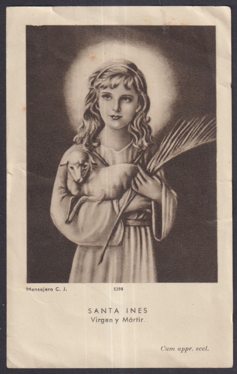 Holy card antique de Santa Ines santino image pieuses estampa