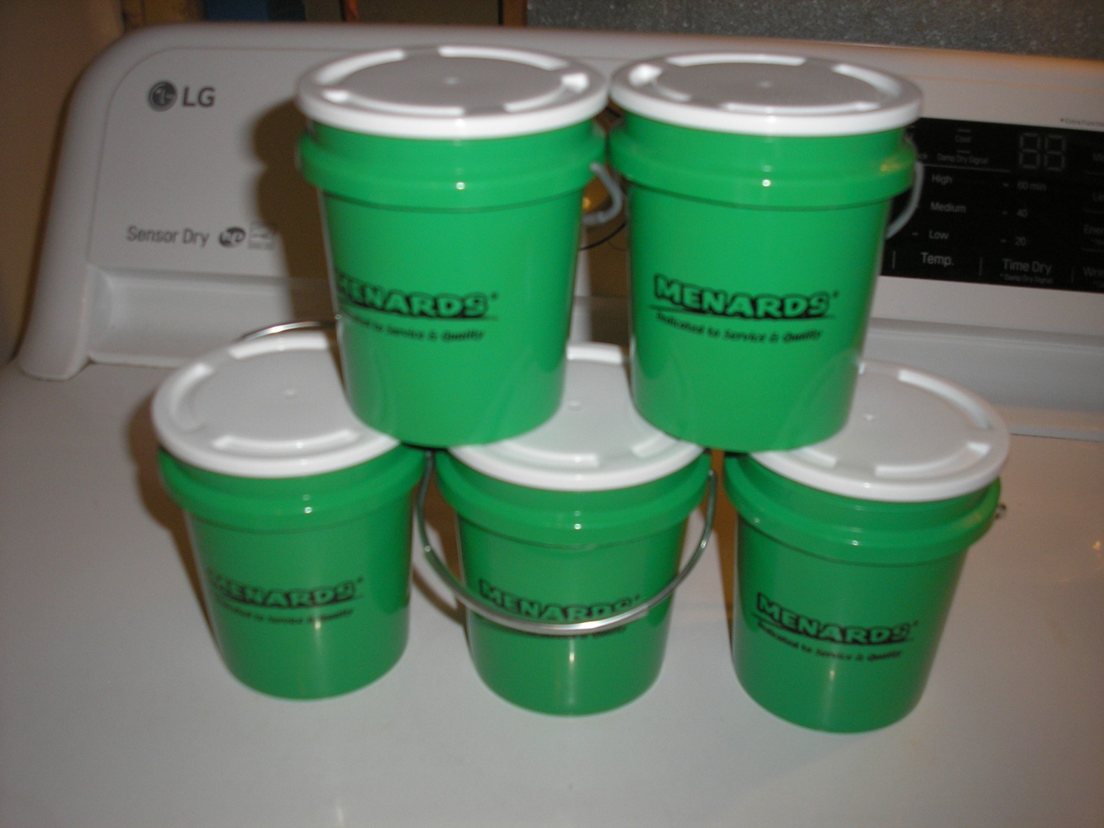 Set Of 5 Menard's Mini 400 mL 2025 Bucket w/ Lid & Handle Green Free SHIPPING