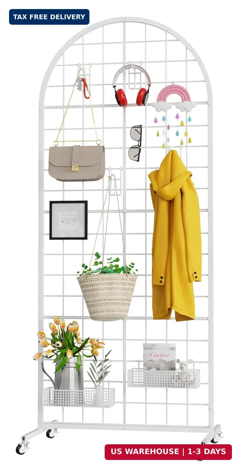 Grid Wall Panel 1PCS Display Stand 2' x 5.2' FT White Grid Wall Panels Mov