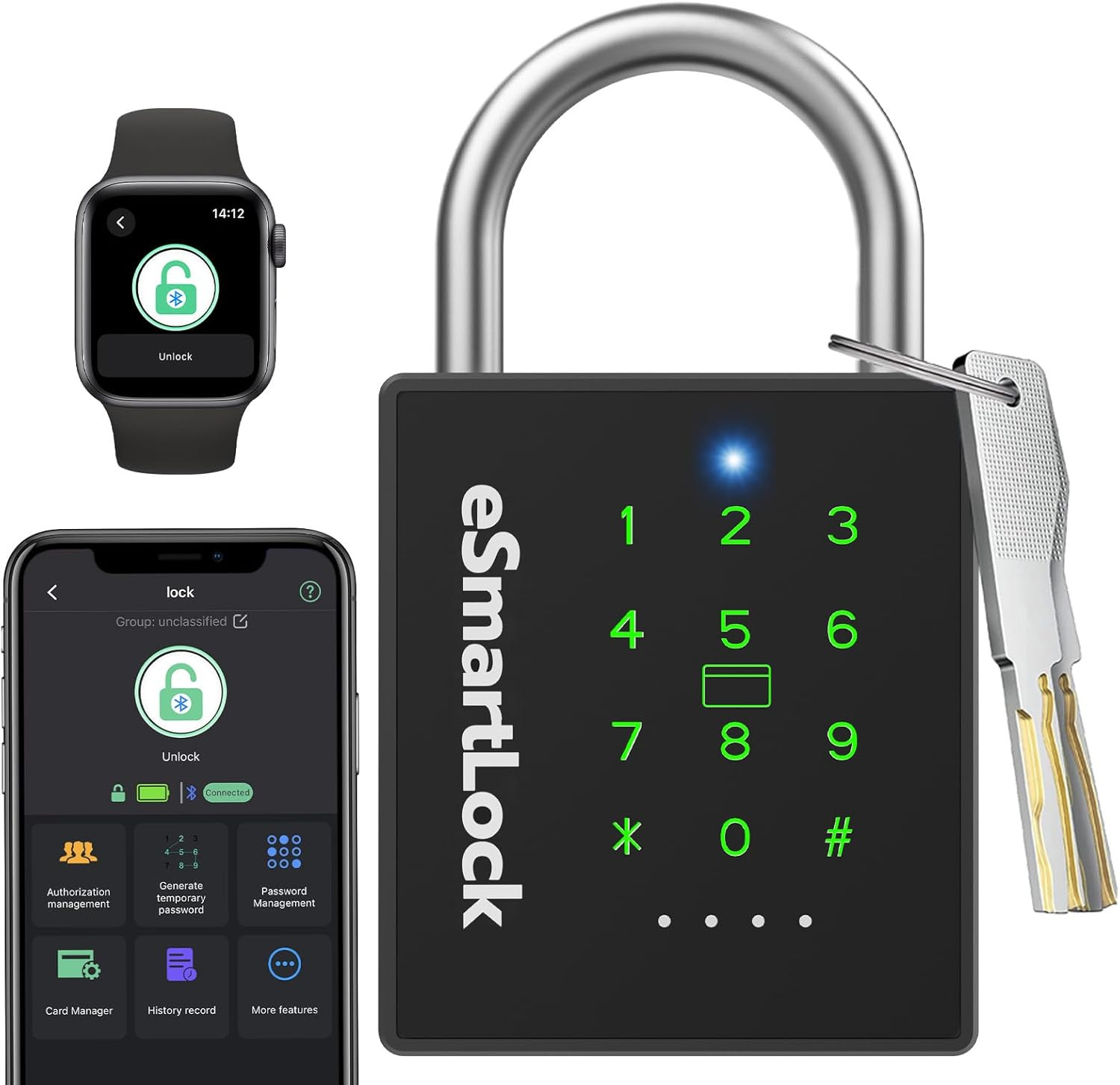Digital Padlock Outdoor eLinkSmart Password Gate Lock with Key NFC RFID Weatherp