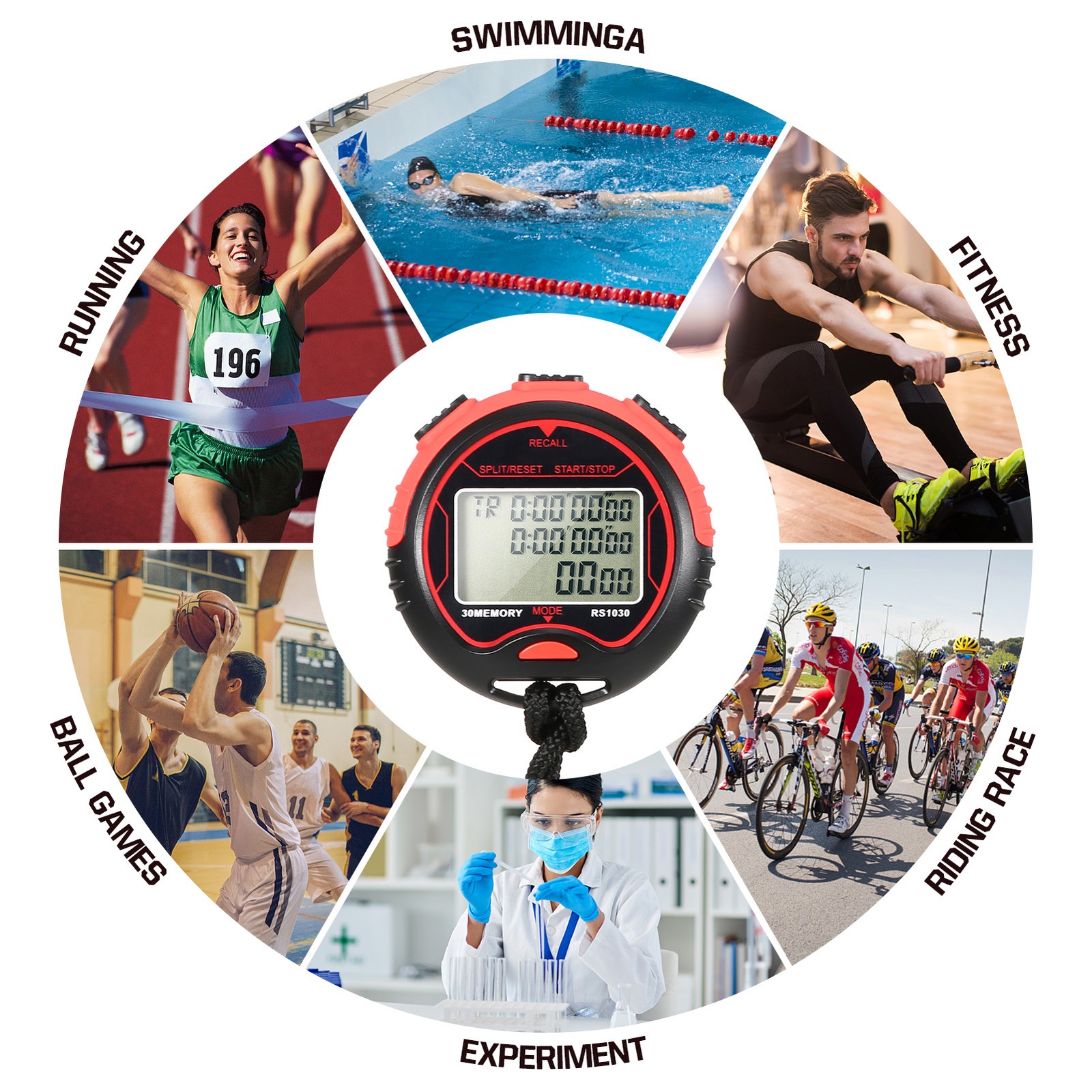 Professional Digital Stopwatch Timer Waterproof Digital Handheld LCD Timer PLJC