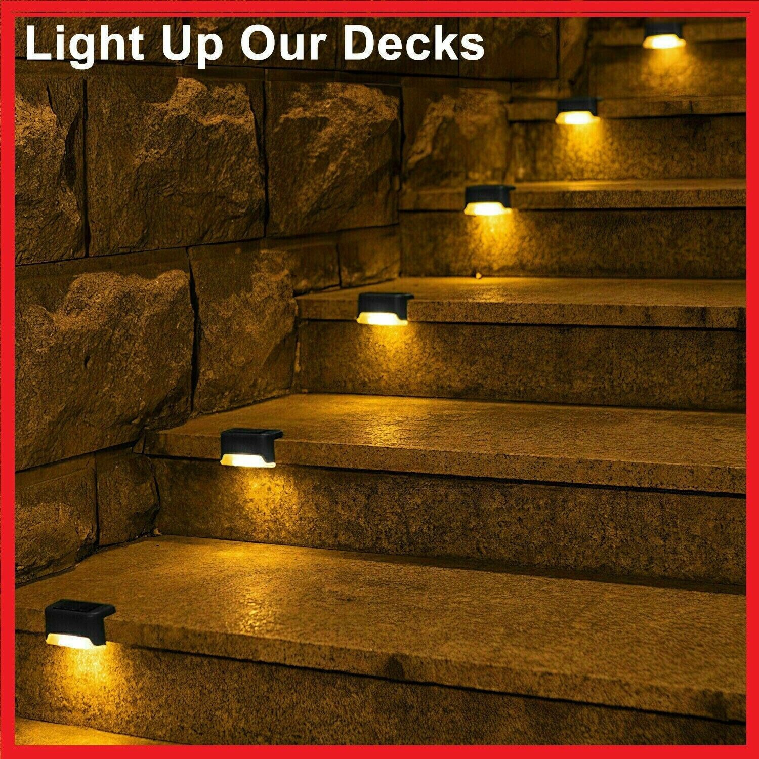 8 Pack New Solar Deck Lights Outdoor Waterproof LED Steps Lamps For Stairs Fence