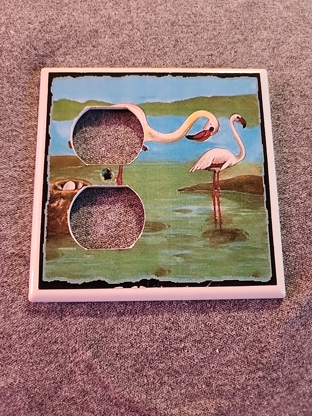 Leviton 2-Gang 1-Blank /Combo Wall plate Flamingos Decor [B1]