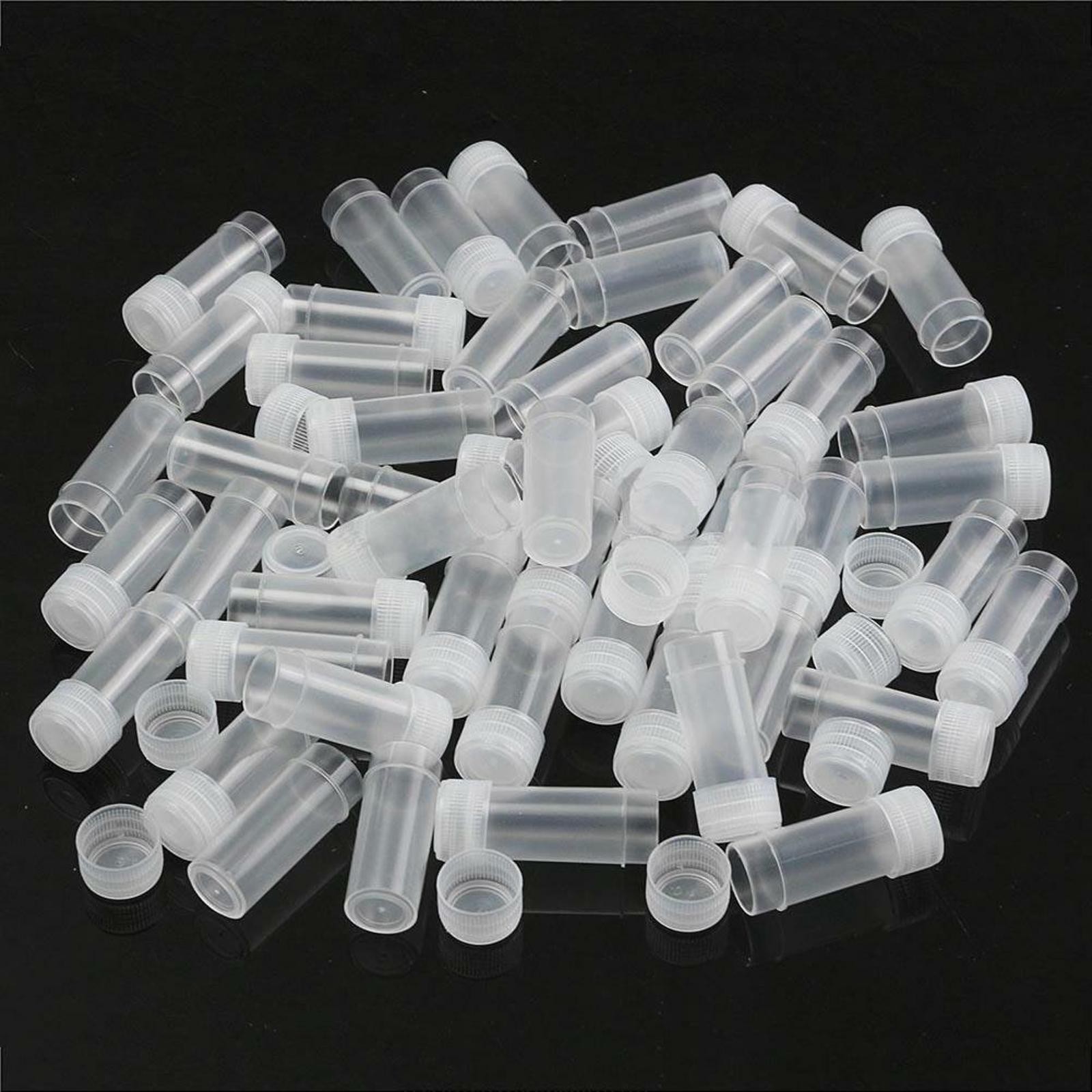 50Pcs 5ml Volume Plastic Small Bottle Vial Storage Container Sample Collection k