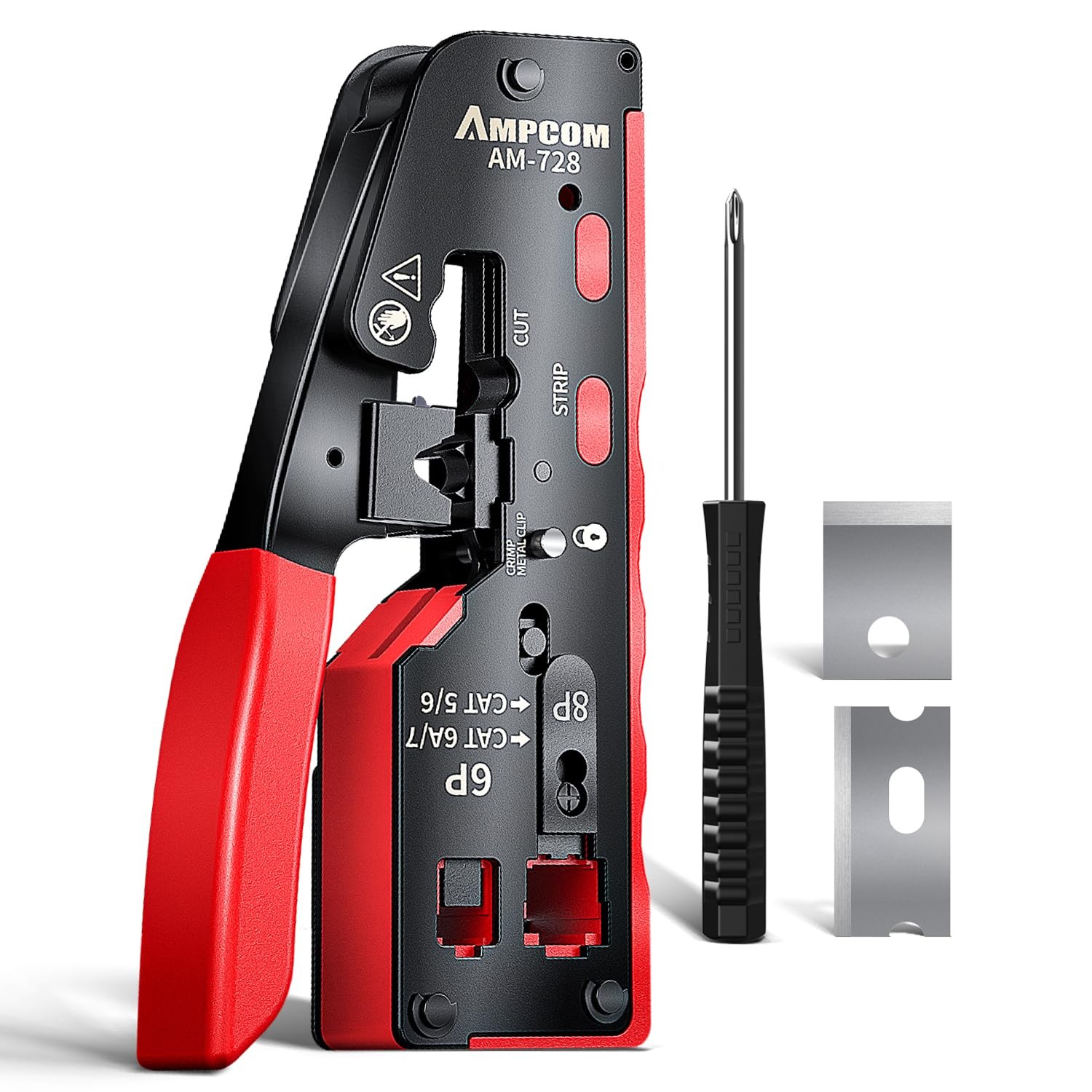 All-in-One RJ45 Pass Through Crimp Tool for Cat5 Cat6 Cat7 Cat8 Connector