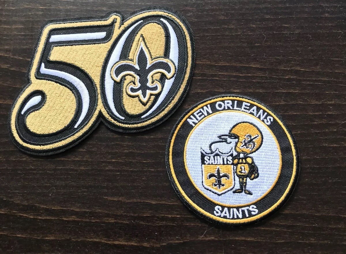(2)-New Orleans Saints Vintage Embroidered Iron On Patches! 5”x4”& 3”x 3”
