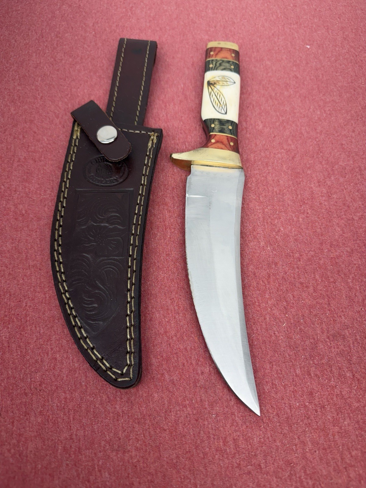 Chipaway Cutlery 1996 Hunting Knife Stainless Bone Handle+Sheath 6.5" blade