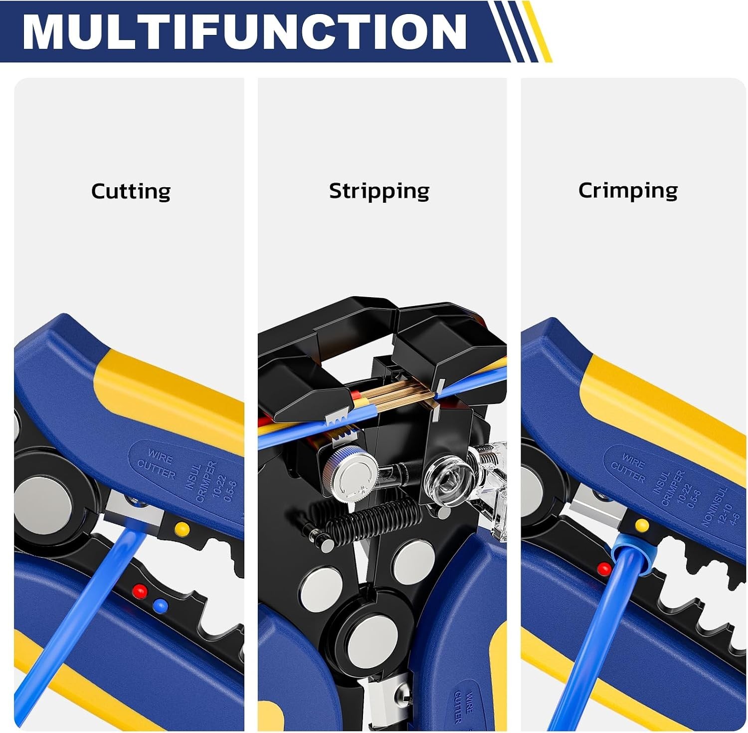 201Pc Automatic Wire Stripper Kit Self Adjusting Crimper Tool Terminals Zip Ties