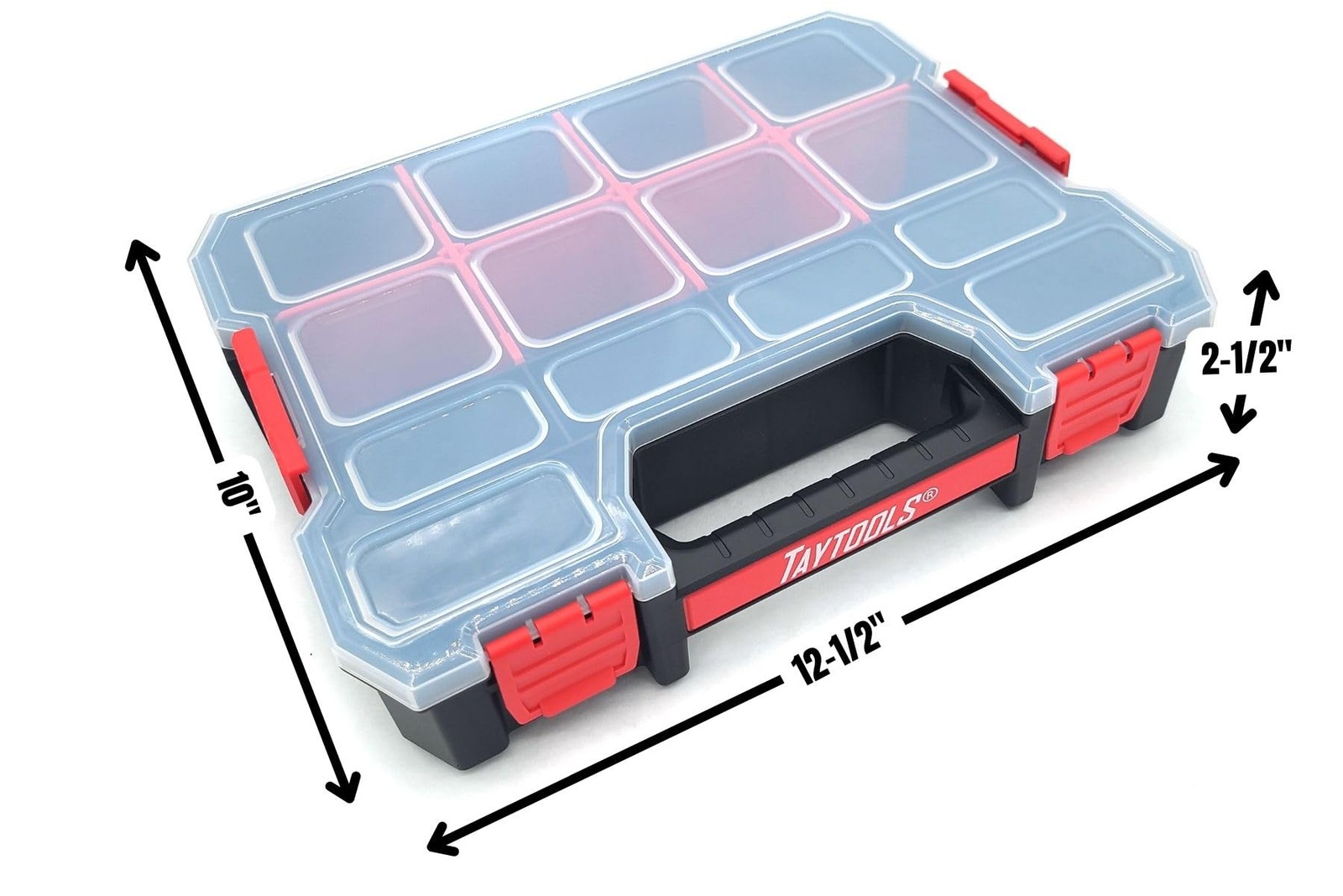 Taytools 14 Compartment Medium Parts Organizer Box - Dual Latch Portable Tool...