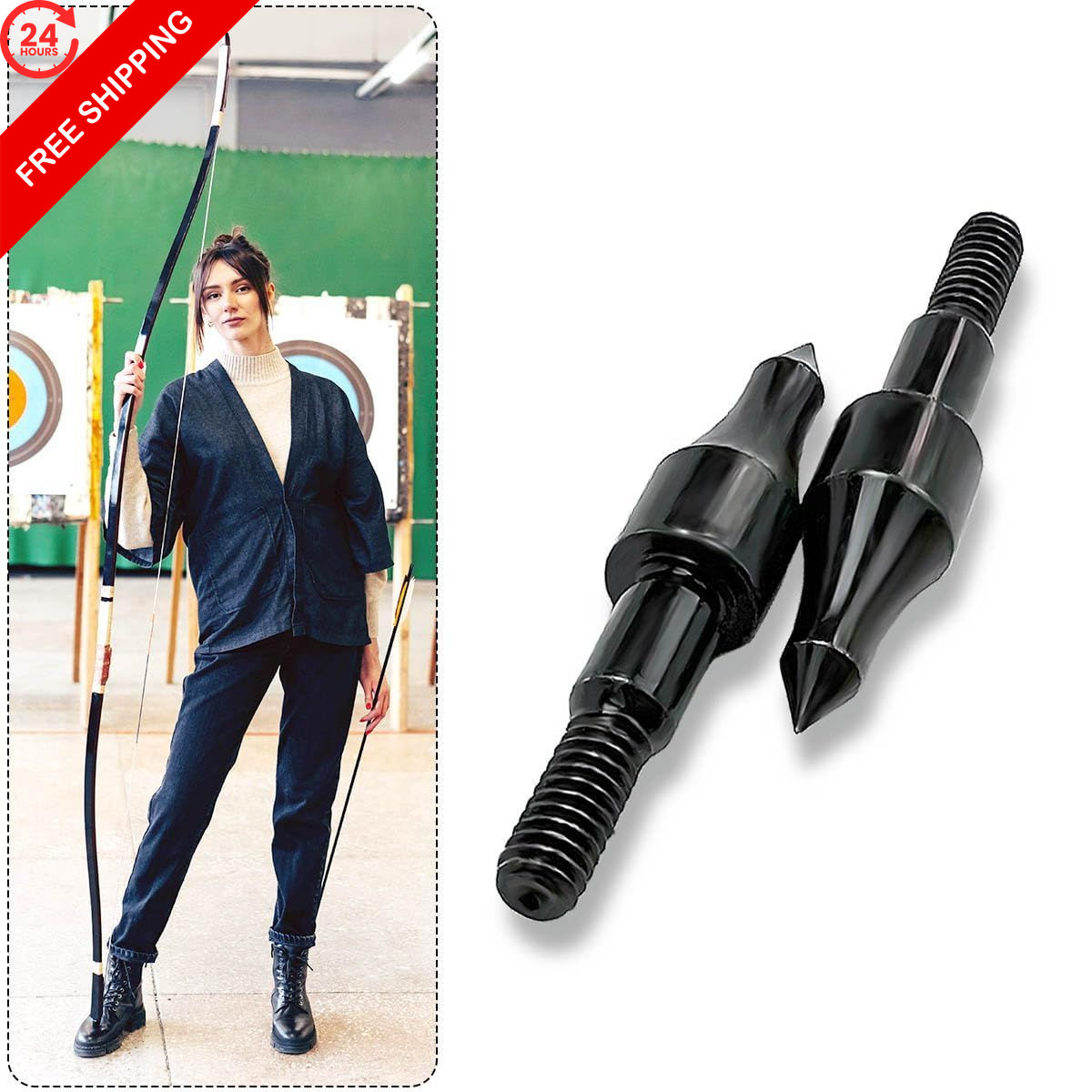 Qoaimu 100 Grain Archery Arrow Field Points Tips, High Precision Black