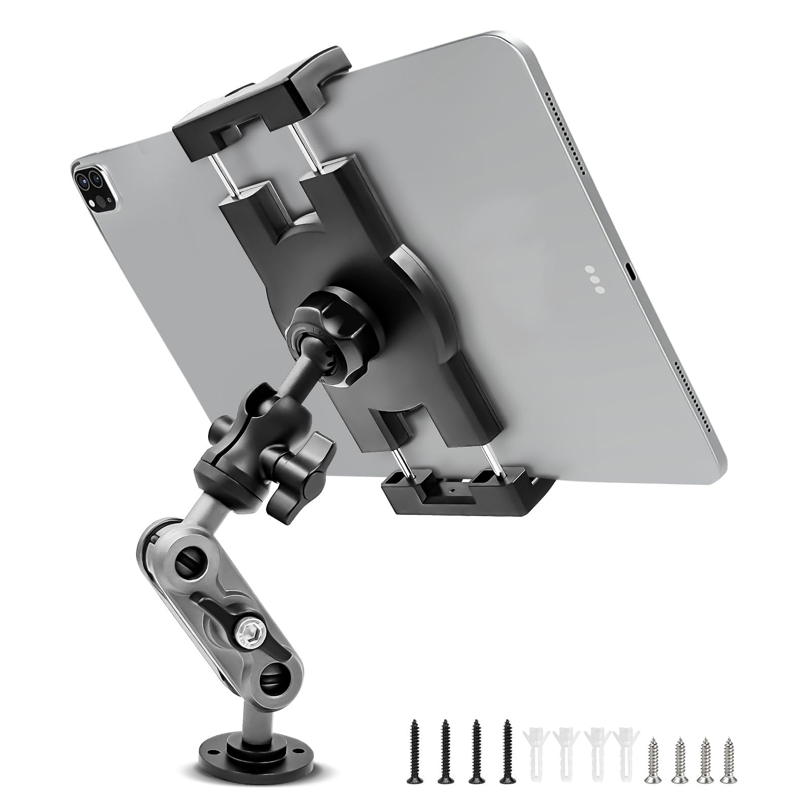 Aluminum Heavy Duty Drill Base Tablet Holder Car Mount Dashboard 360° Adjusta...