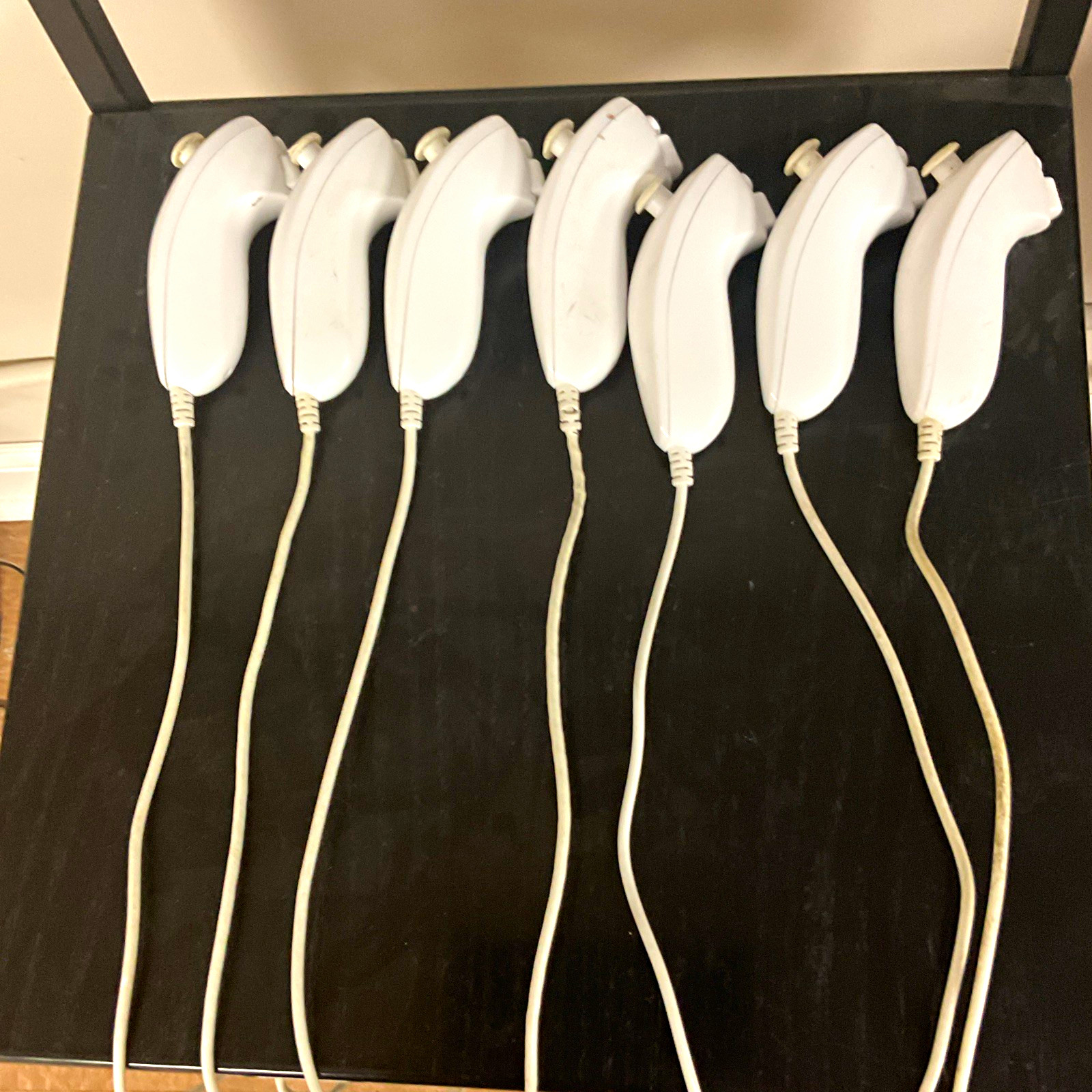 7 White Wii Nunchuck Controller Wholesale Lot; Official, Tested & Working