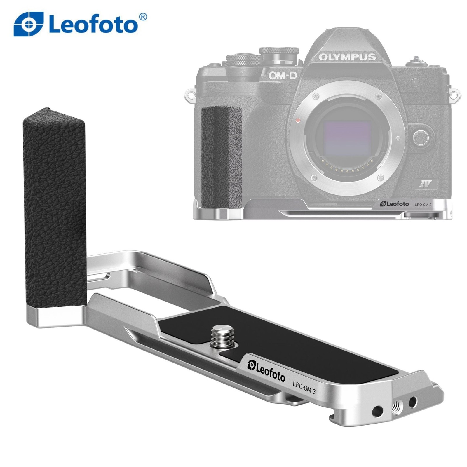 Leofoto LPO-OM-3 L-shaped plate for OM System OM-3 aluminum Arca-Swiss