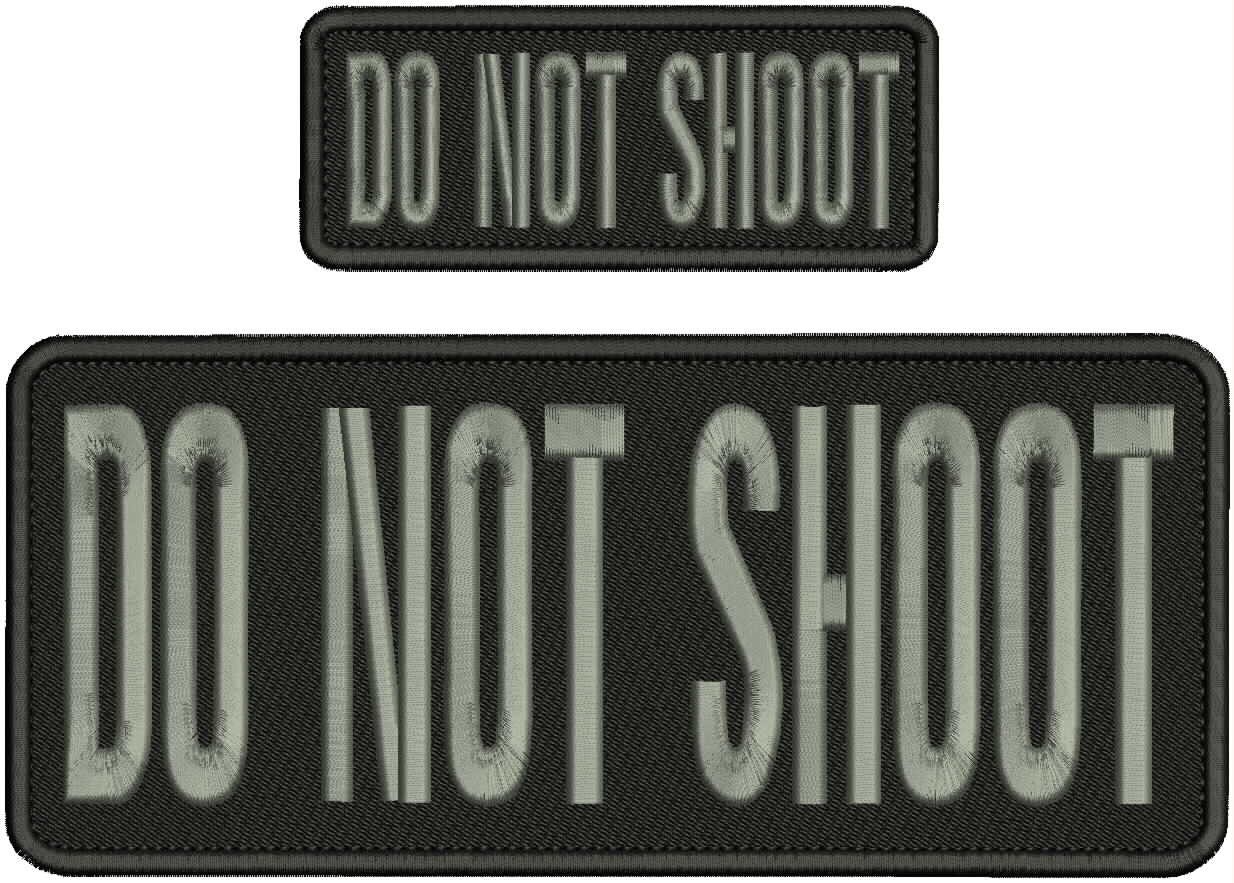DO NOT SHOOT EMB PATCHES 4X10 AND 2X5 HOOK ON BACK  gray on black
