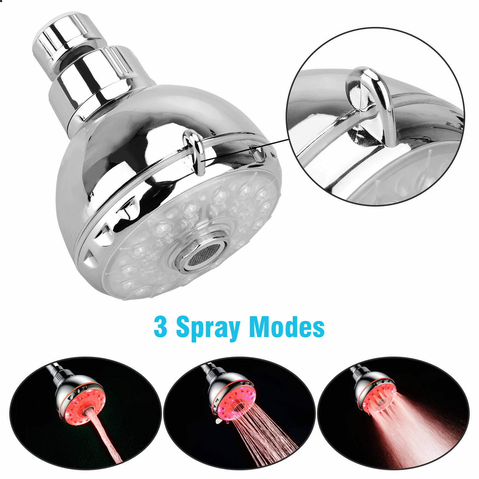 7 Colors Changing LED Shower Head with RGB Light Automatically Sprayer Bathroom