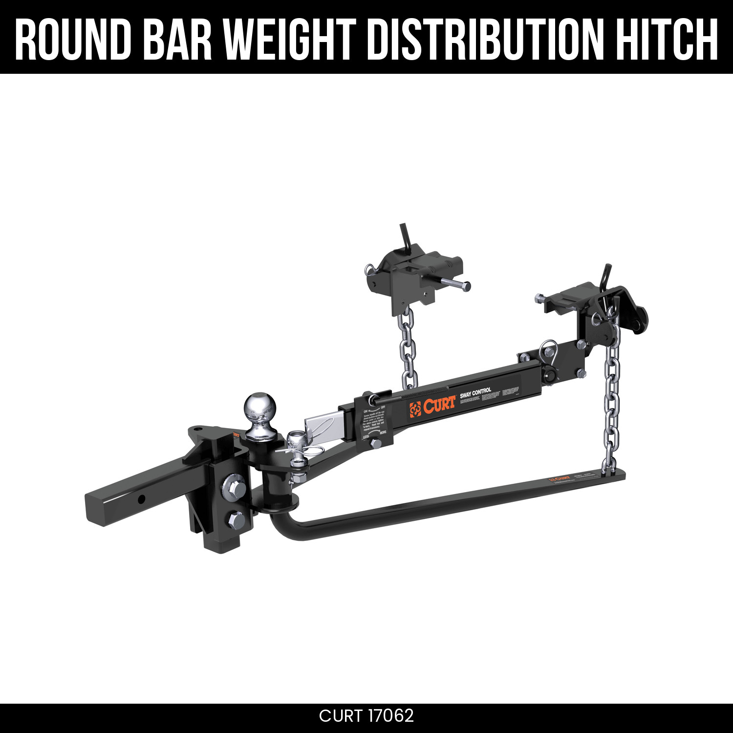 CURT 10K Round Bar Weight Distribution Hitch"tegrated Sway Control & Lubrication