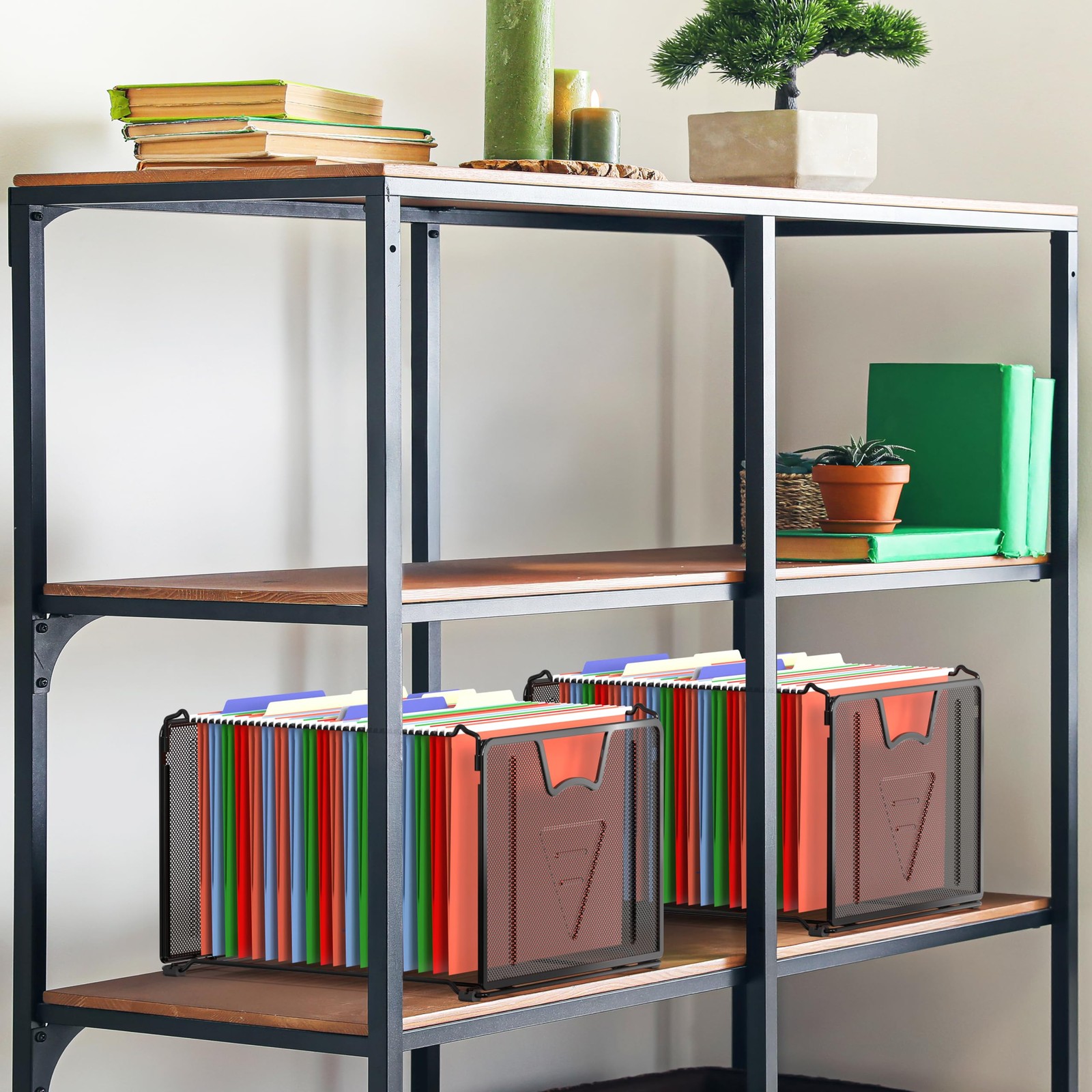 Mesh Hanging File Folder Organizer, Black