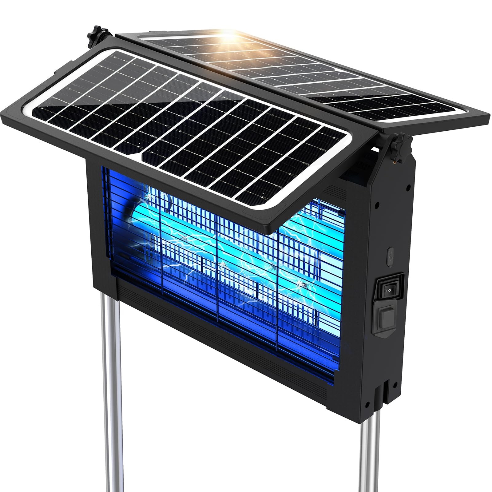 Bug Zapper Outdoor with Large Solar Panel, 4500V Mosquito Zapper Outdoor 4000...