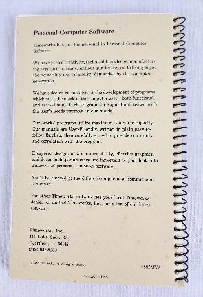 Timeworks SwiftCalc w/ Sideways for Commodore 64 & 128 Computers User's Manual