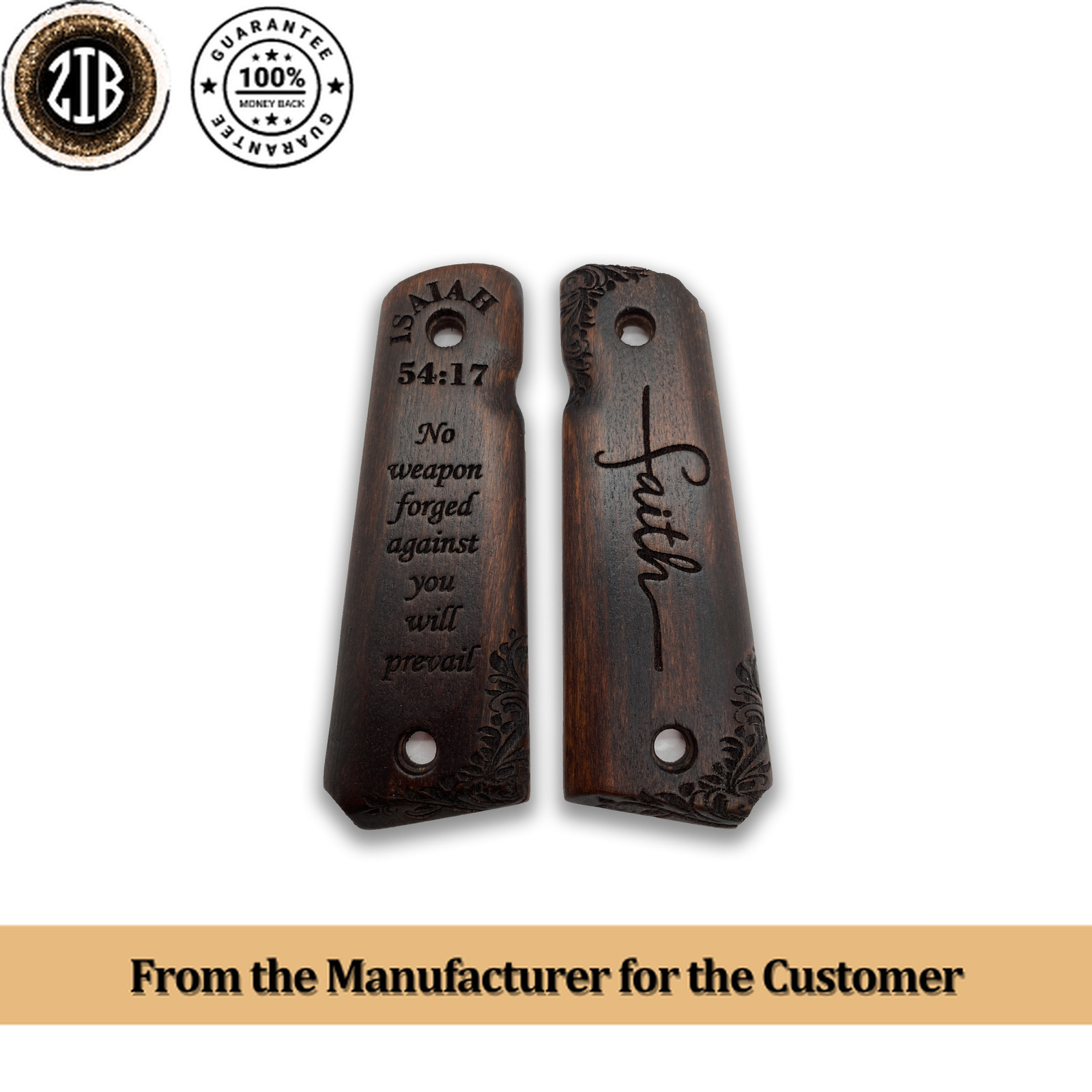 ZIB GRIPS Colt 1911 Grips Full Size 1911 (Government/Commander) ISAIAH 54-17 No1