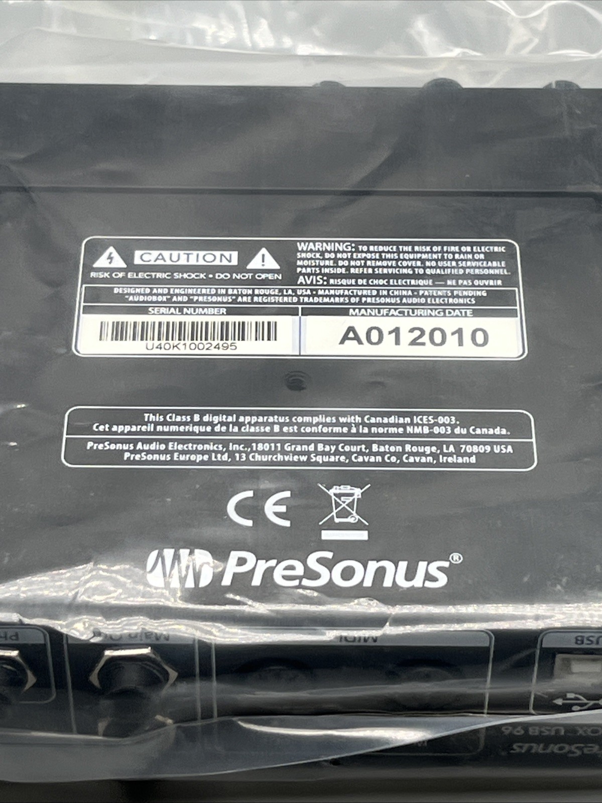 PreSonus AUDIOBOX USB96 USB 96 Audio Interface Studio One - Open Box