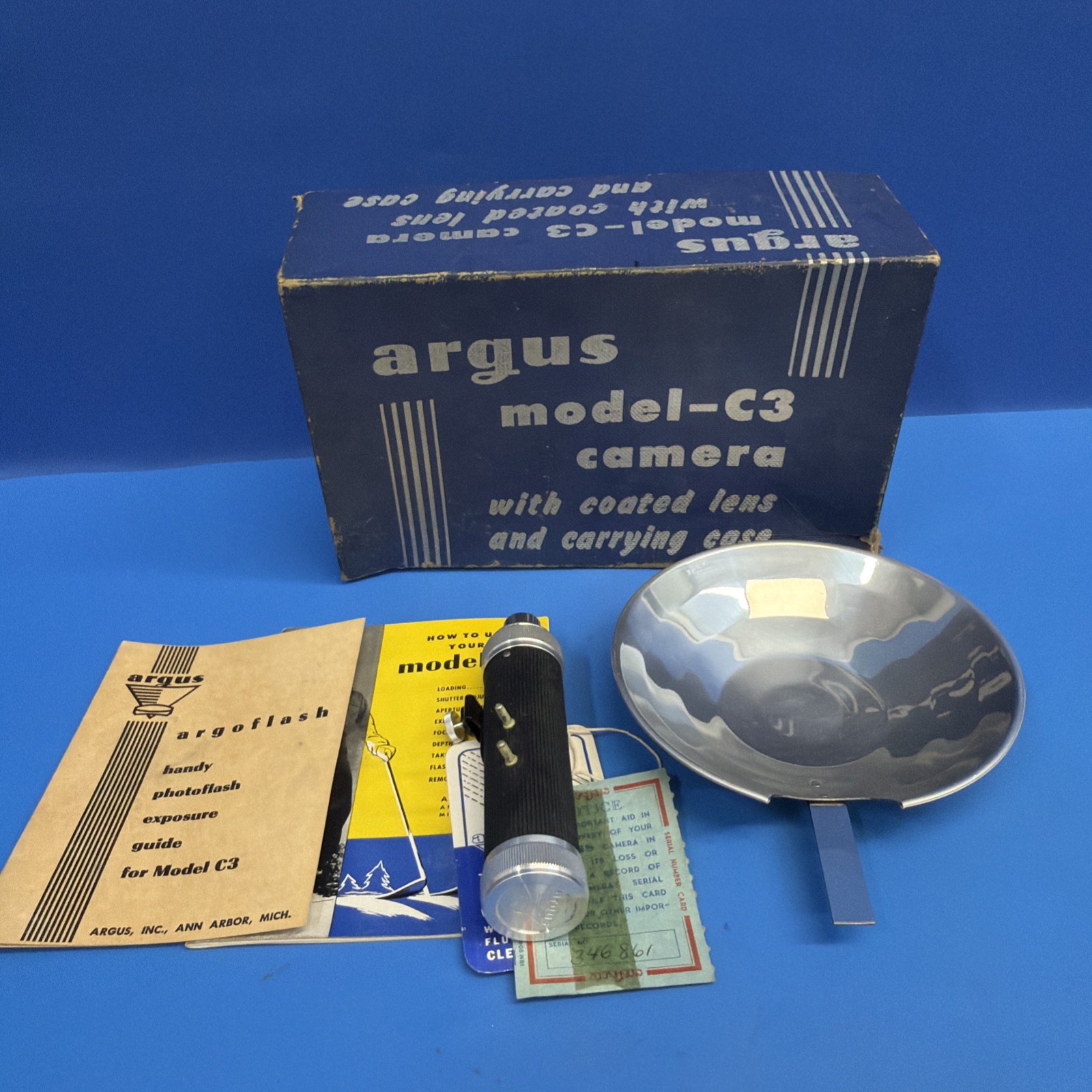 Vintage Argus Argoflash Flash Unit for Argus C3 w/ Box Manuals Papers Tested