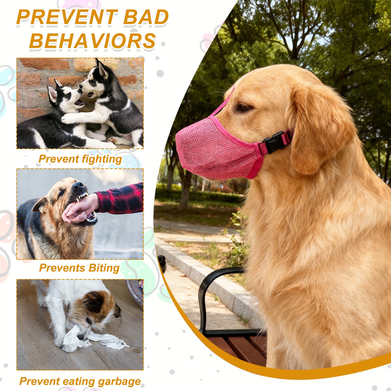 Dog Muzzle Soft Mesh Muzzle Adjustable Covered Mouth Guard Black M