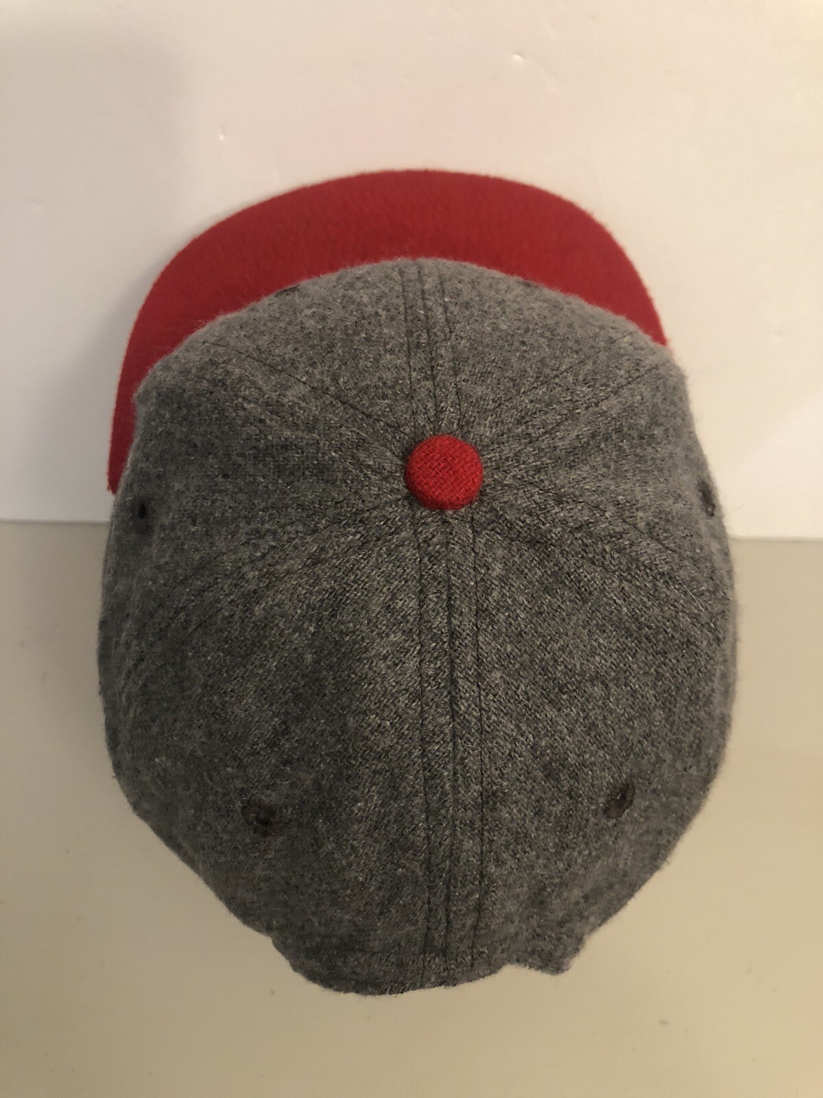Ohio State University Square Wool Baseball Hat Cap Grey Red USA Made
