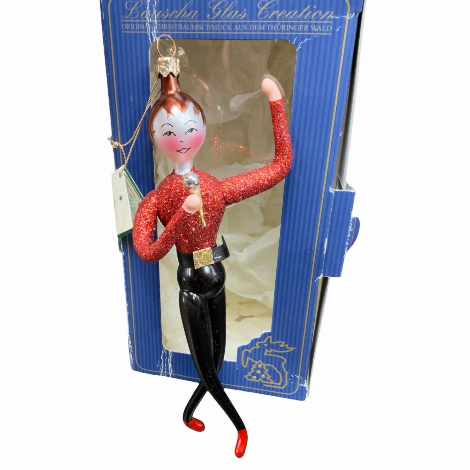 Lauscha Glas Creation Christmas Ornament Glass Figurine Singer New Box Germany