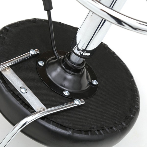Black Line Round Salon Stool with Backrest Adjustable Height 360° Swivel Rolling