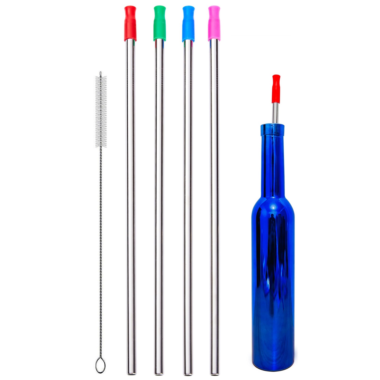 4 Pieces 14" Extra Long 0.32" Big Wide Reusable Stainless Steel Metal Straws