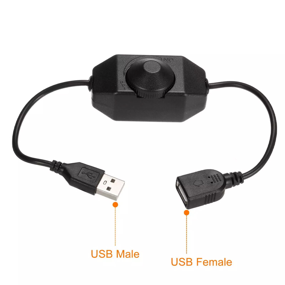 2pcs 5V USB PWM Rotary Inline Dimmer Switch for LED Strips Lights Black New