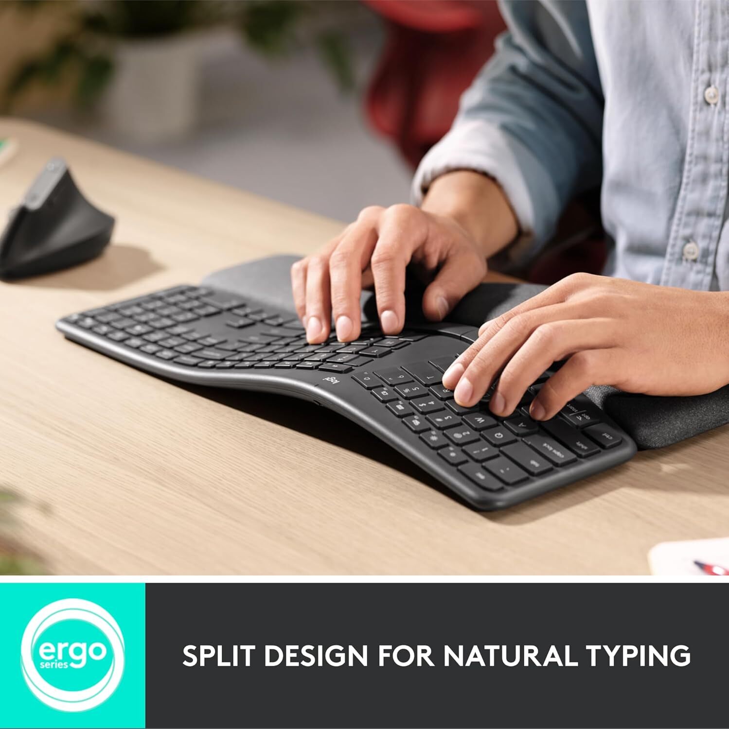Logitech - ERGO K860 Ergonomic Wireless Keyboard for Windows and Mac with Palm