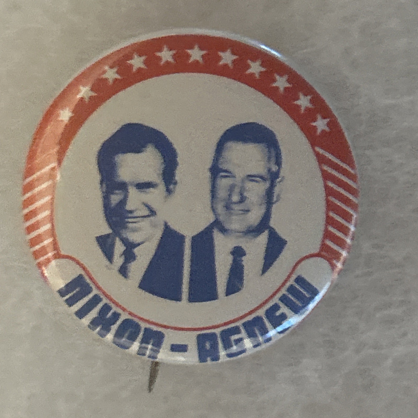 Nixon Agnew  white stars jugate  1 1/4” pinback button pin