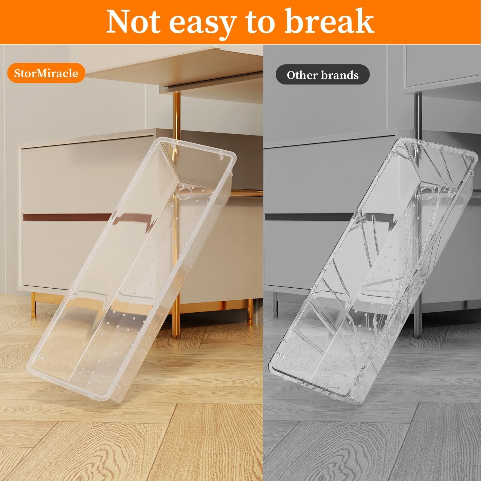 StorMiracle 32 PCS Clear Plastic Drawer Organizer Set, 4-Size vanity