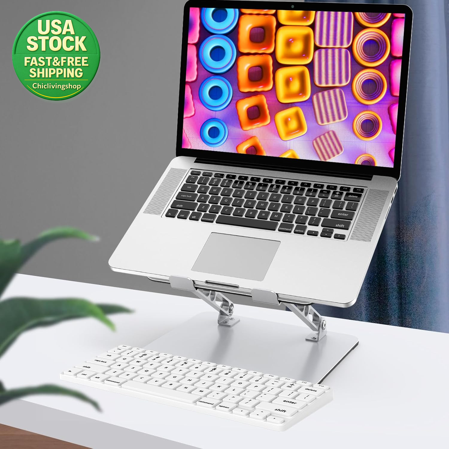 Adjustable Laptop Stand Ergonomic Metal Riser for 10-15.6 Inch Laptops
