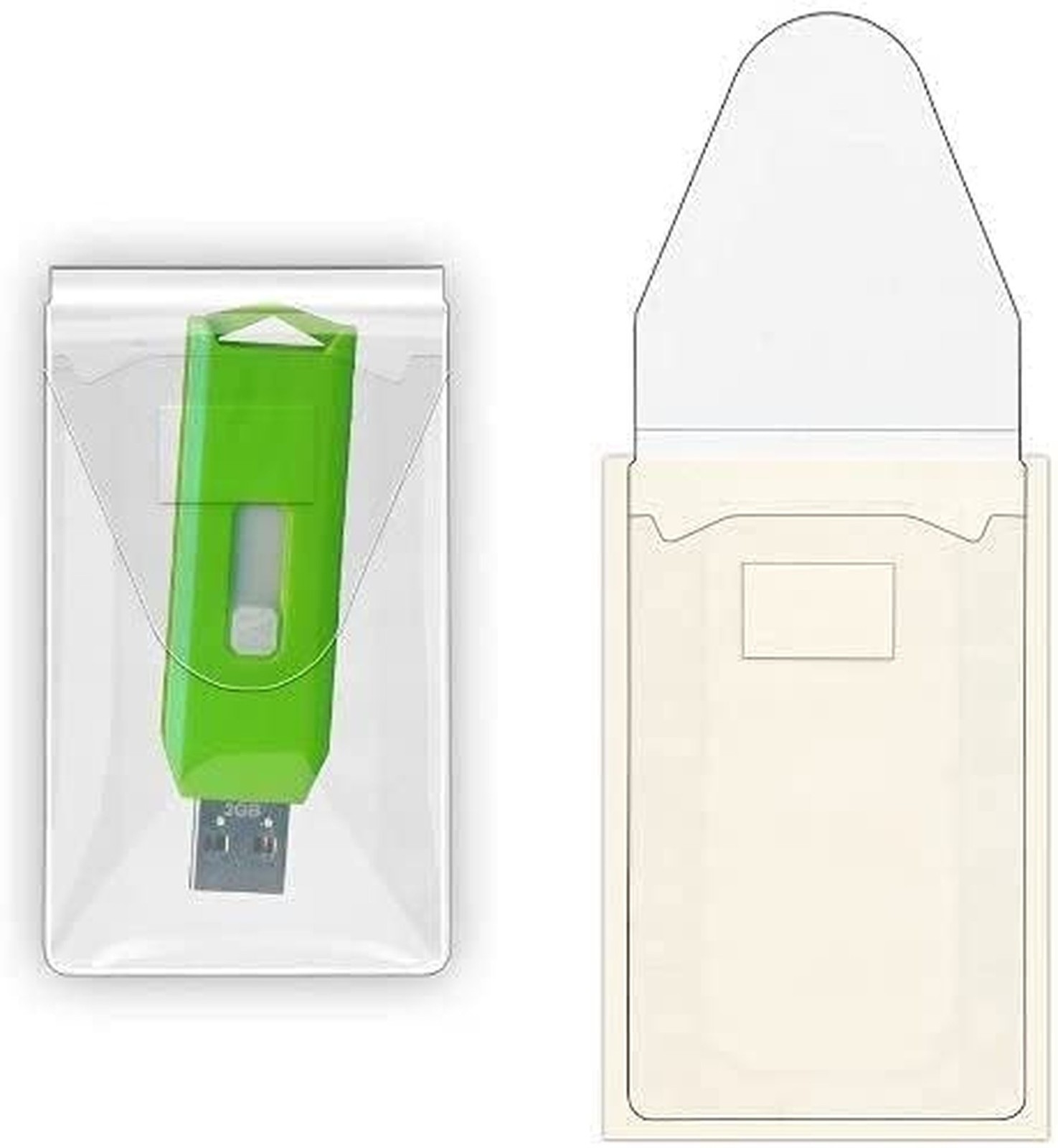 USB Flash Drive Holders – Clear Sleeves with Adhesive Back and Resealable