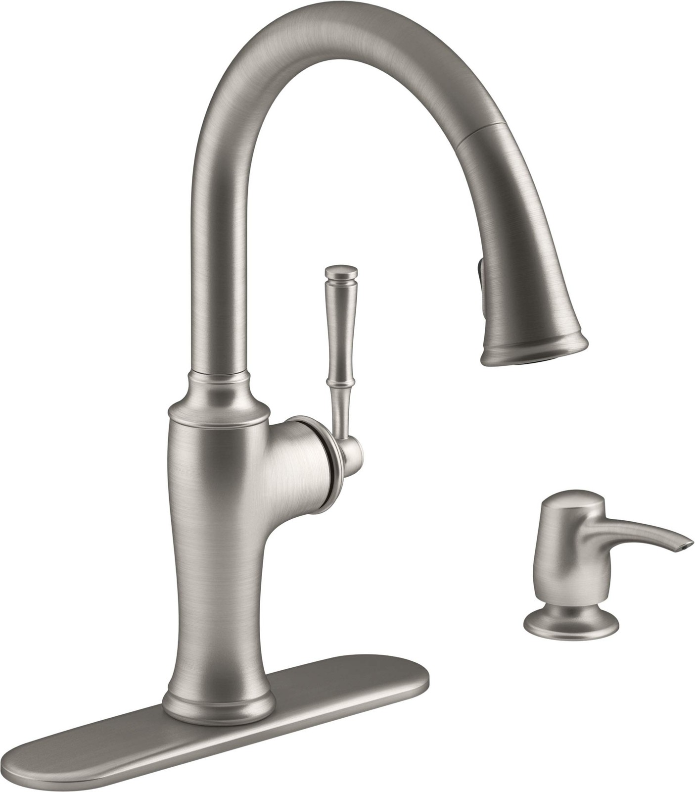 KOHLER Cardale Vibrant Stainless 1-Handle Pull-Down Kitchen Faucet-Model #
