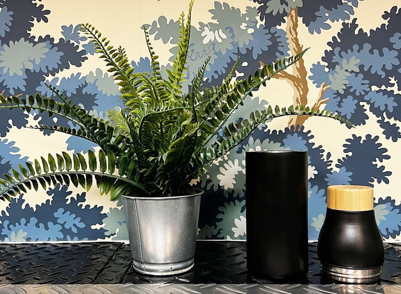 Baladeo Stainless Water Bottle Black Double-Wall Divisible Shima bamboo Lid