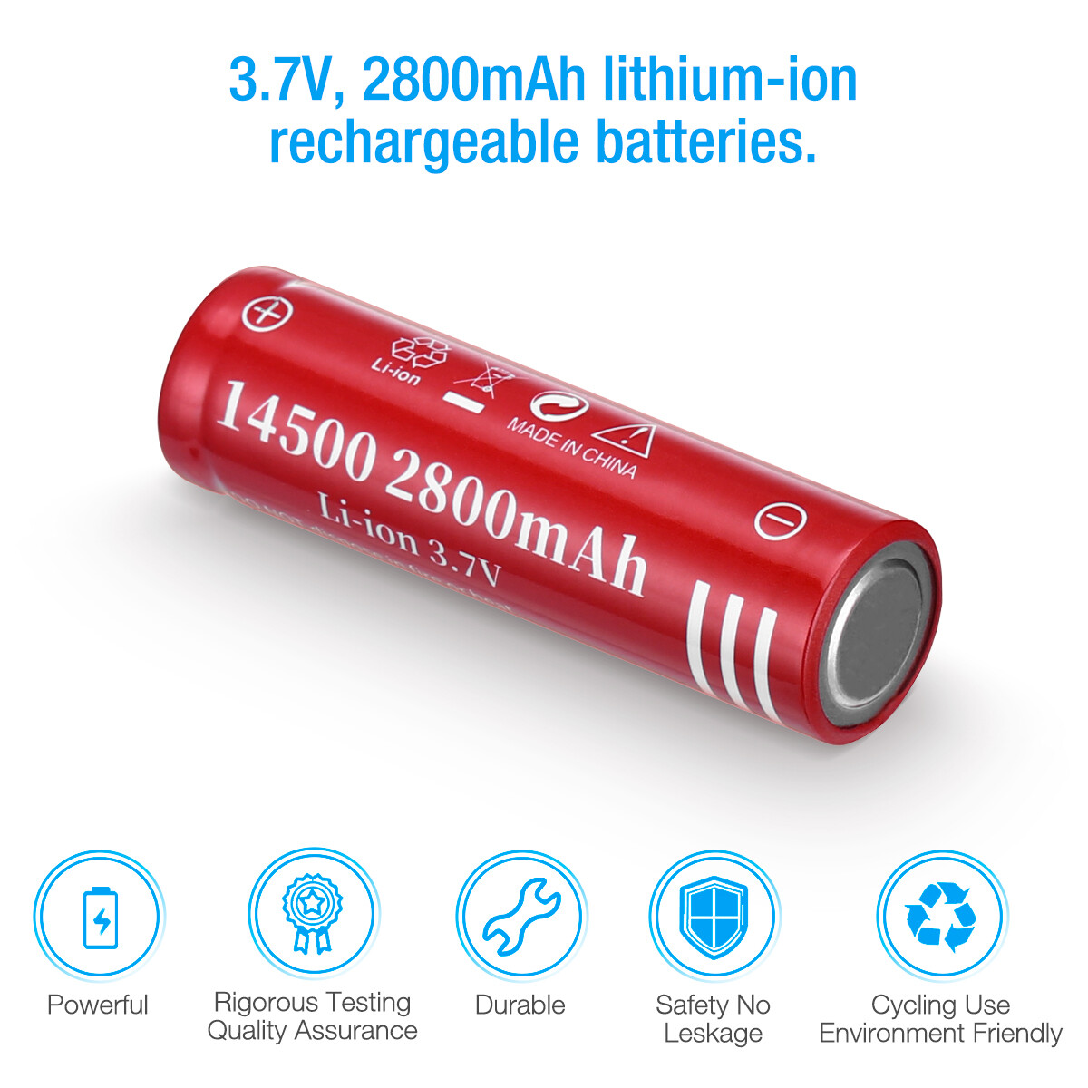 4X 14500 Battery 800mAh Li-ion 3.7V Rechargeable Batteries Cell For Flashlight