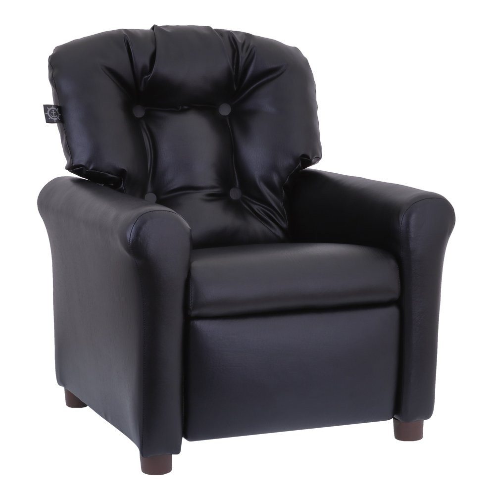 Faux Leather Kids Reclining Sofa Chair Tufted Upholstered Traditional Recliner