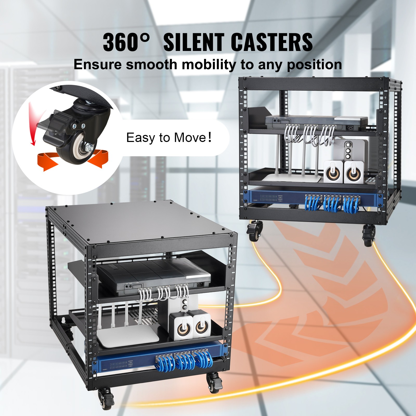 Uimoso 9U Adjustable 4-Post Open Frame Server Rack for Network Equipment