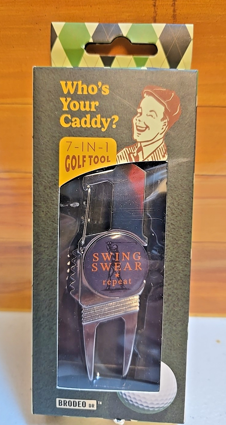 Brodeo "Who's Your Caddy" 7-in-1 Golf Tool; NIB