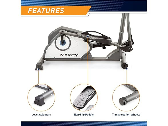 Home Gym Elliptical Trainer with Display Panel and Oversized Pedals