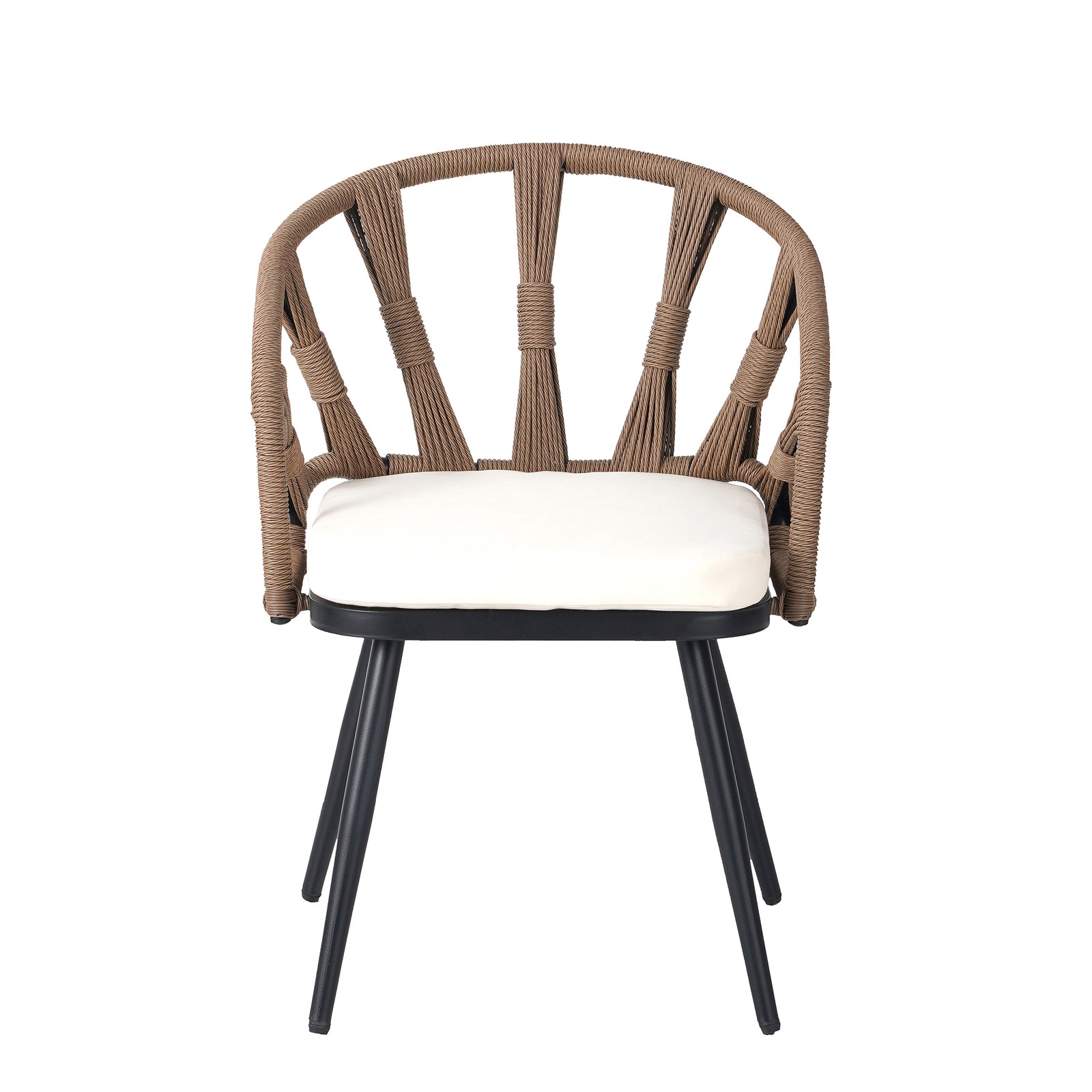 4-Piece Outdoor Patio Furniture Set with PE Rattan Chairs and Plastic Wood Table