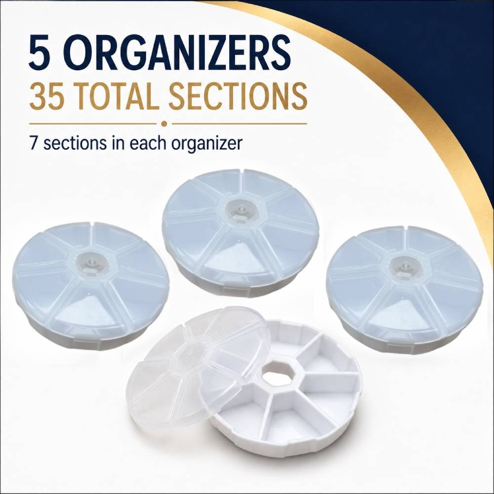 5 Pack Round Bead Storage Organizer 7 Compartment Clear Jewelry Craft Boxes