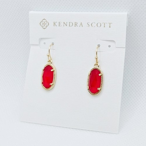 New Kendra Scott Lee Gold Drop Earrings In Red Illusion