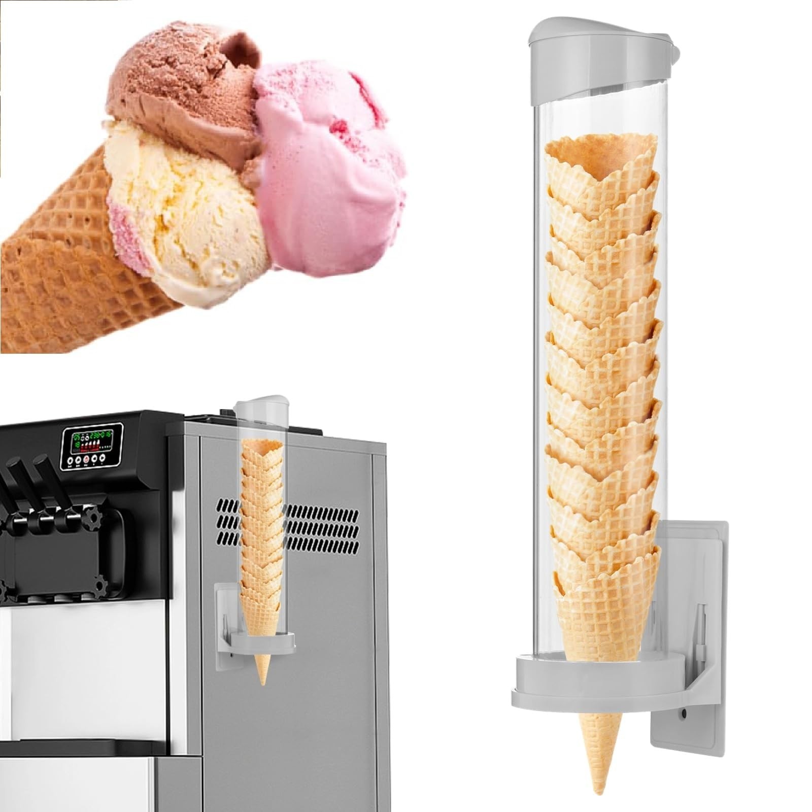 16'' Resturant Ice Cream Cone Dispenser (Commercial), Fit for one size, 1PCS