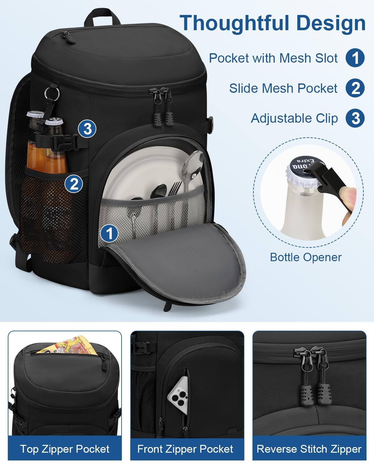 Cooler Backpack Insulated Waterproof30 Cans Backpack Coolers Leakproof Lunch ...