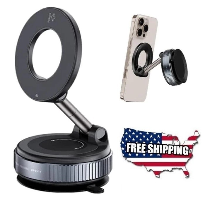 Vacuum Magnetic Suction Cup Car Phone Holder Stand Mount 360° Rotation USA